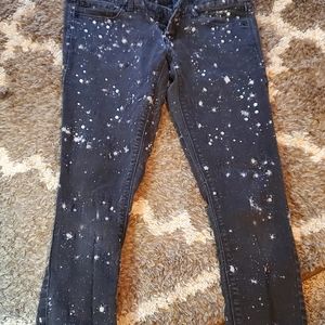 Express black & silver splat jeans w/ rhinestones